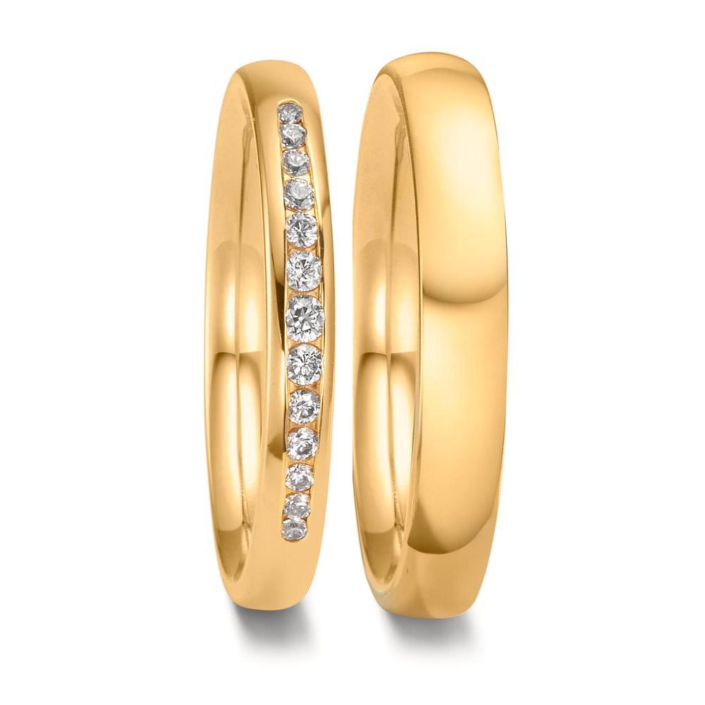 Partnergyűrű 750/18 K sárga arany Gyémánt 0.132 ct, 13 Kövek, tw-vsi