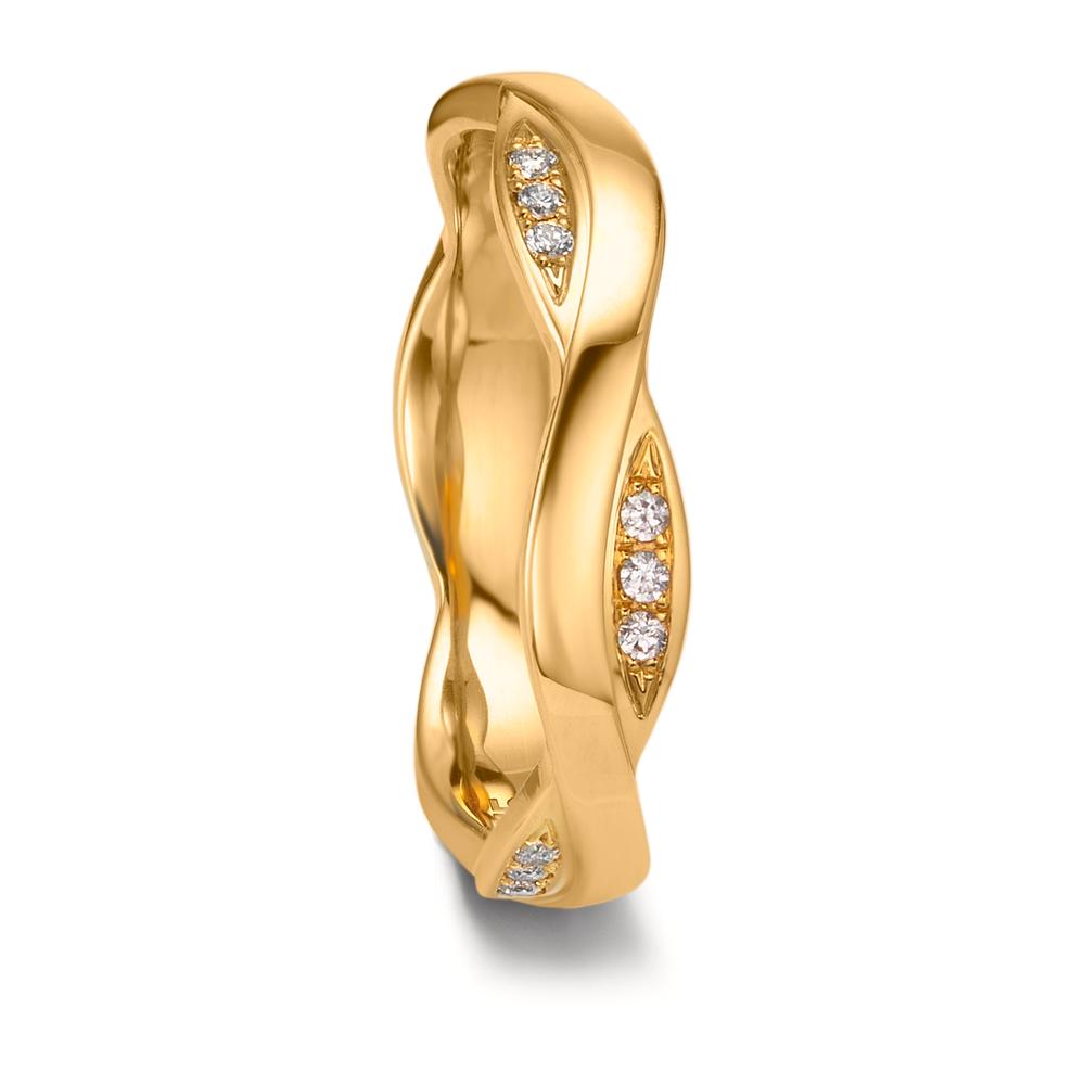 Partnergyűrű 750/18 K sárga arany Gyémánt 0.09 ct, 18 Kövek, tw-vsi