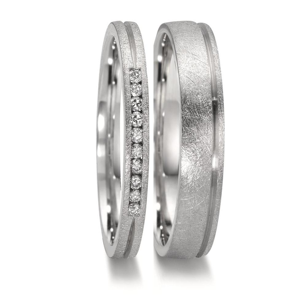 Partnergyűrű 950 platina Gyémánt 0.075 ct, 10 Kövek, w-si