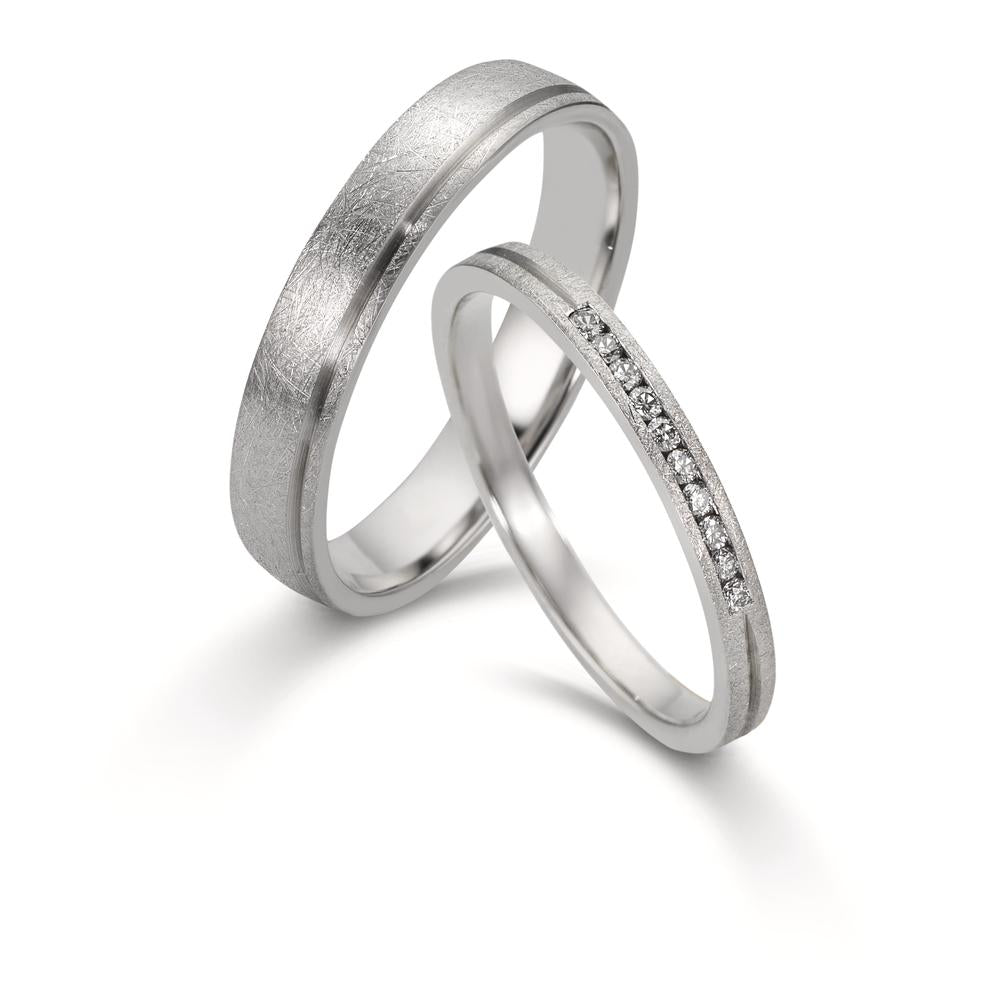 Partnergyűrű 950 platina Gyémánt 0.075 ct, 10 Kövek, w-si