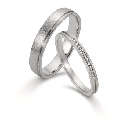 Partnergyűrű 950 platina Gyémánt 0.075 ct, 10 Kövek, w-si