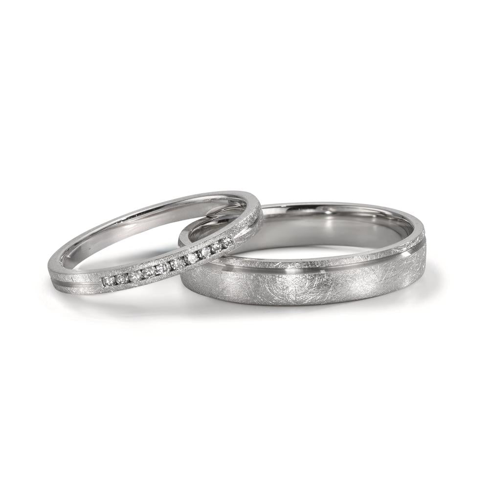Partnergyűrű 950 platina Gyémánt 0.075 ct, 10 Kövek, w-si