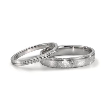 Partnergyűrű 950 platina Gyémánt 0.075 ct, 10 Kövek, w-si