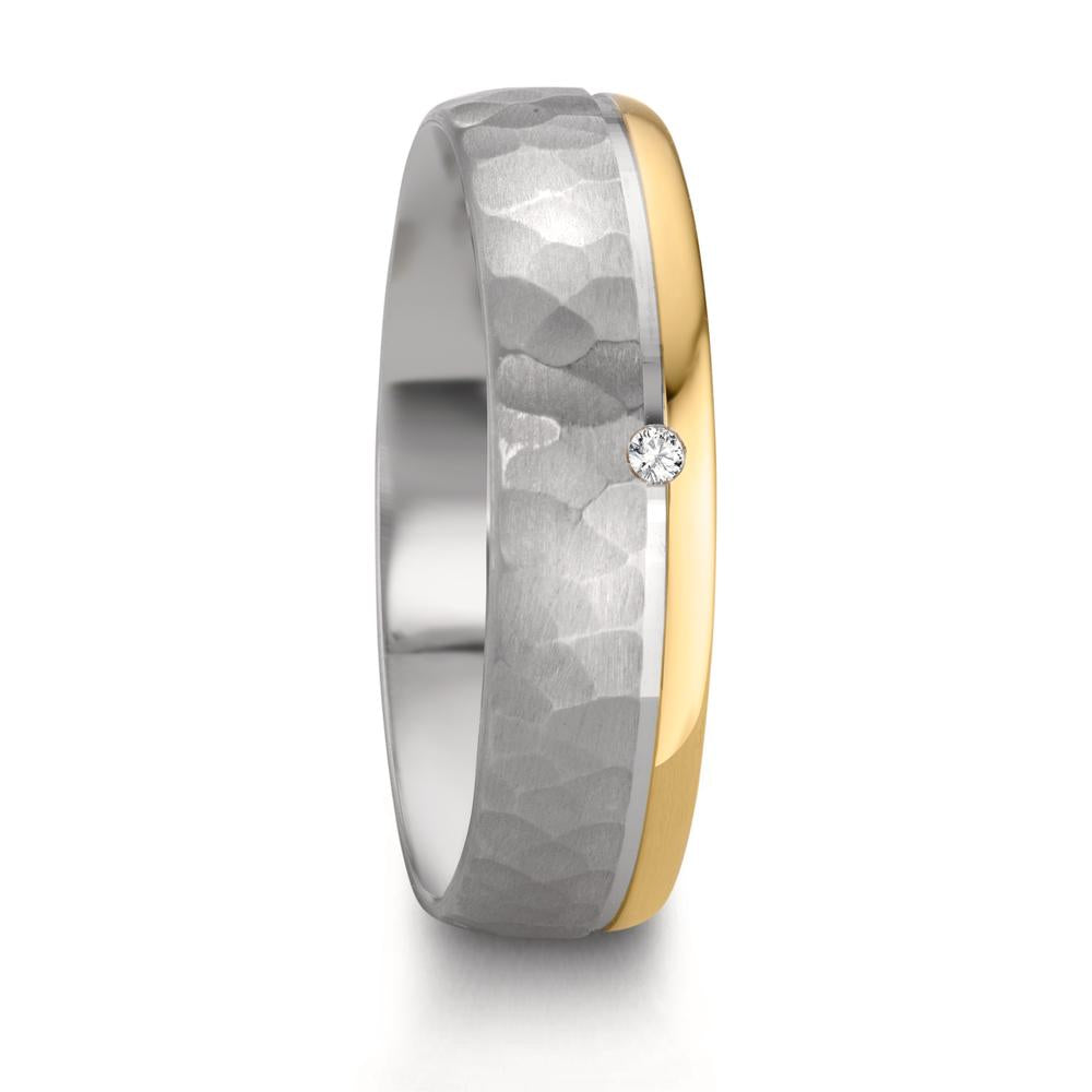Partnergyűrű Ezüst, 585/14 K rozé arany Gyémánt 0.015 ct, w-si bikolor