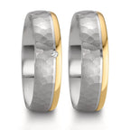 Partnergyűrű Ezüst, 585/14 K rozé arany Gyémánt 0.015 ct, w-si bikolor