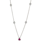 Nyakékek 750/18 K fehér arany Gyémánt 0.14 ct, 4 Kövek, w-si, Rubin 42-45 cm