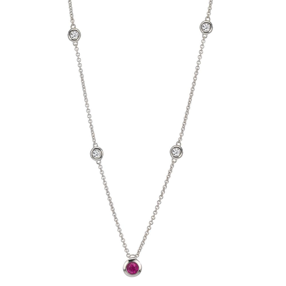 Nyakékek 750/18 K fehér arany Gyémánt 0.14 ct, 4 Kövek, w-si, Rubin 42-45 cm