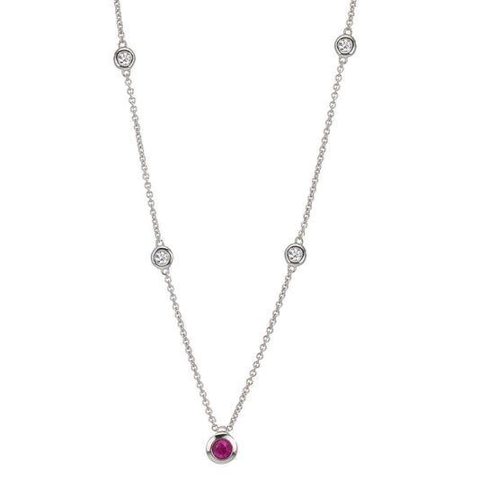 Nyakékek 750/18 K fehér arany Gyémánt 0.14 ct, 4 Kövek, w-si, Rubin 42-45 cm