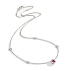 Nyakékek 750/18 K fehér arany Gyémánt 0.14 ct, 4 Kövek, w-si, Rubin 42-45 cm