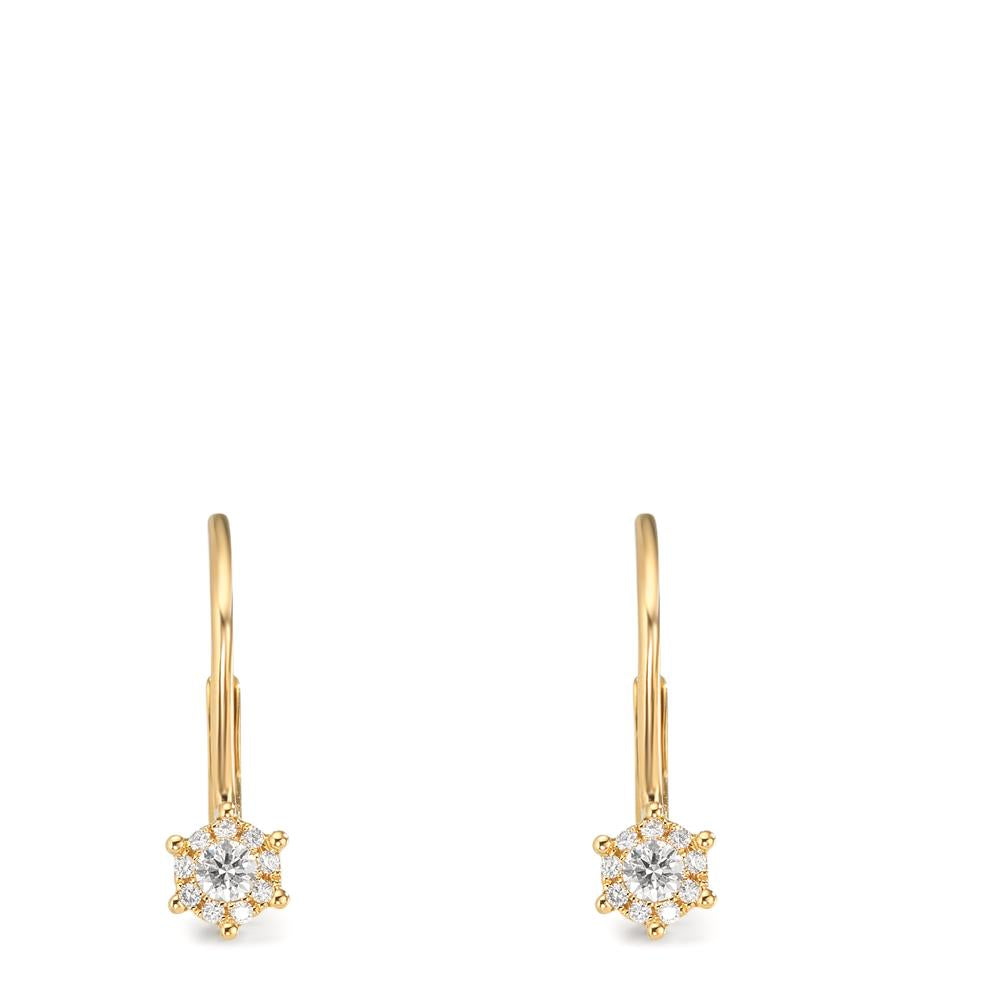 Függő fülbevaló 750/18 K sárga arany Gyémánt 0.17 ct, 2 Kövek, w-si