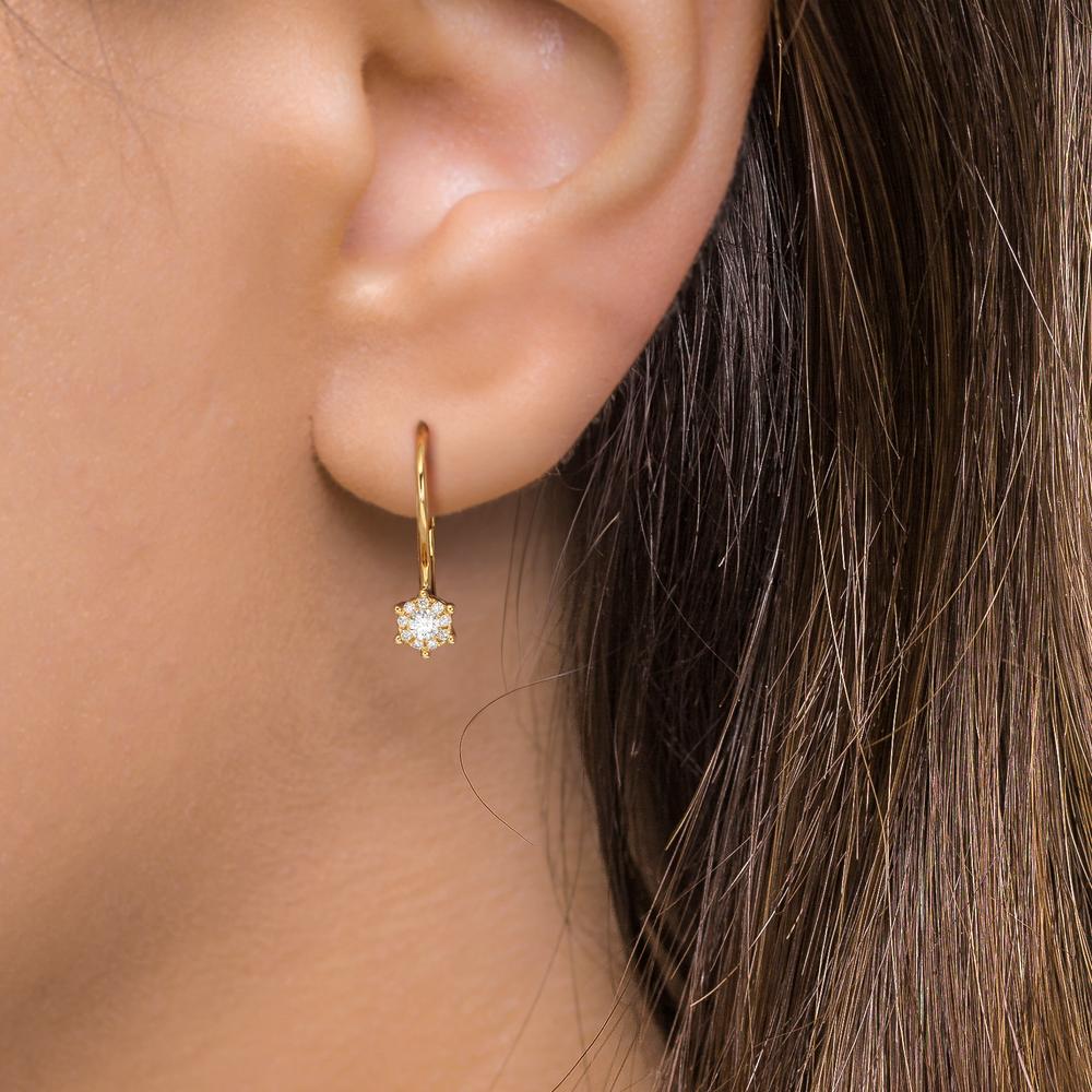 Függő fülbevaló 750/18 K sárga arany Gyémánt 0.17 ct, 2 Kövek, w-si