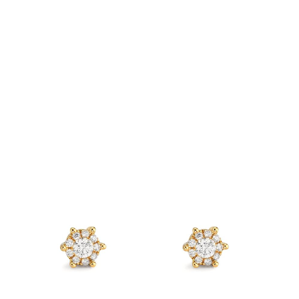 Fülbevaló 750/18 K sárga arany Gyémánt 0.17 ct, 2 Kövek, w-si Ø4.5 mm