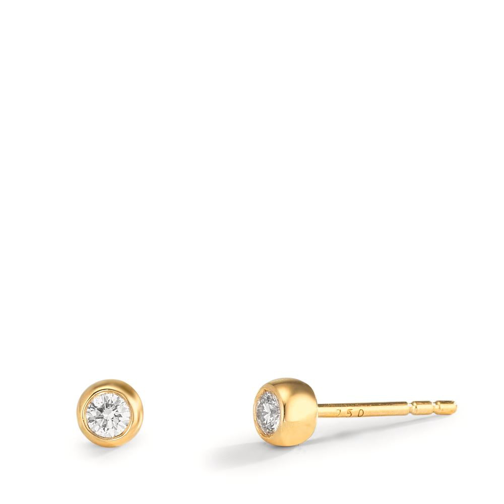 Fülbevaló 750/18 K sárga arany Gyémánt 0.10 ct, 2 Kövek, w-si Ø3.5 mm