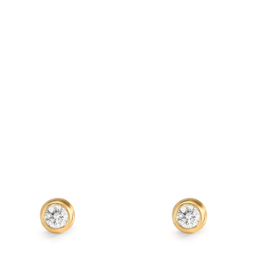 Fülbevaló 750/18 K sárga arany Gyémánt 0.10 ct, 2 Kövek, w-si Ø3.5 mm