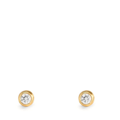 Fülbevaló 750/18 K sárga arany Gyémánt 0.10 ct, 2 Kövek, w-si Ø3.5 mm