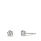 Fülbevaló 750/18 K fehér arany Gyémánt 0.112 ct, 14 Kövek, w-si Ø4 mm