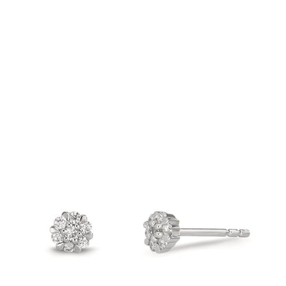 Fülbevaló 750/18 K fehér arany Gyémánt 0.112 ct, 14 Kövek, w-si Ø4 mm