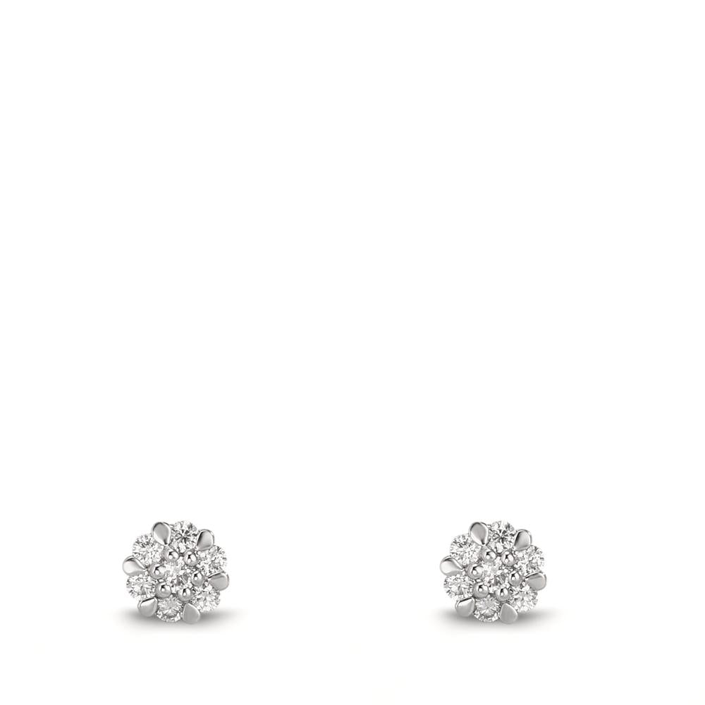 Fülbevaló 750/18 K fehér arany Gyémánt 0.112 ct, 14 Kövek, w-si Ø4 mm