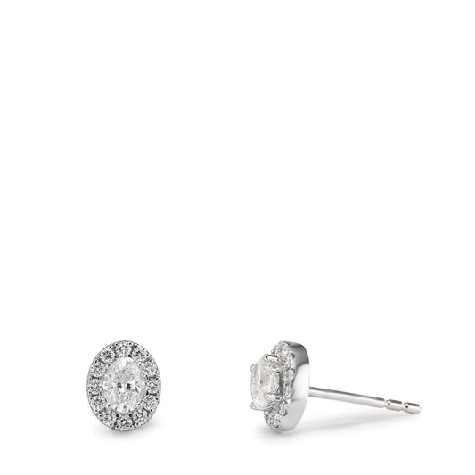 Fülbevaló 750/18 K fehér arany Gyémánt 0.58 ct, w-si