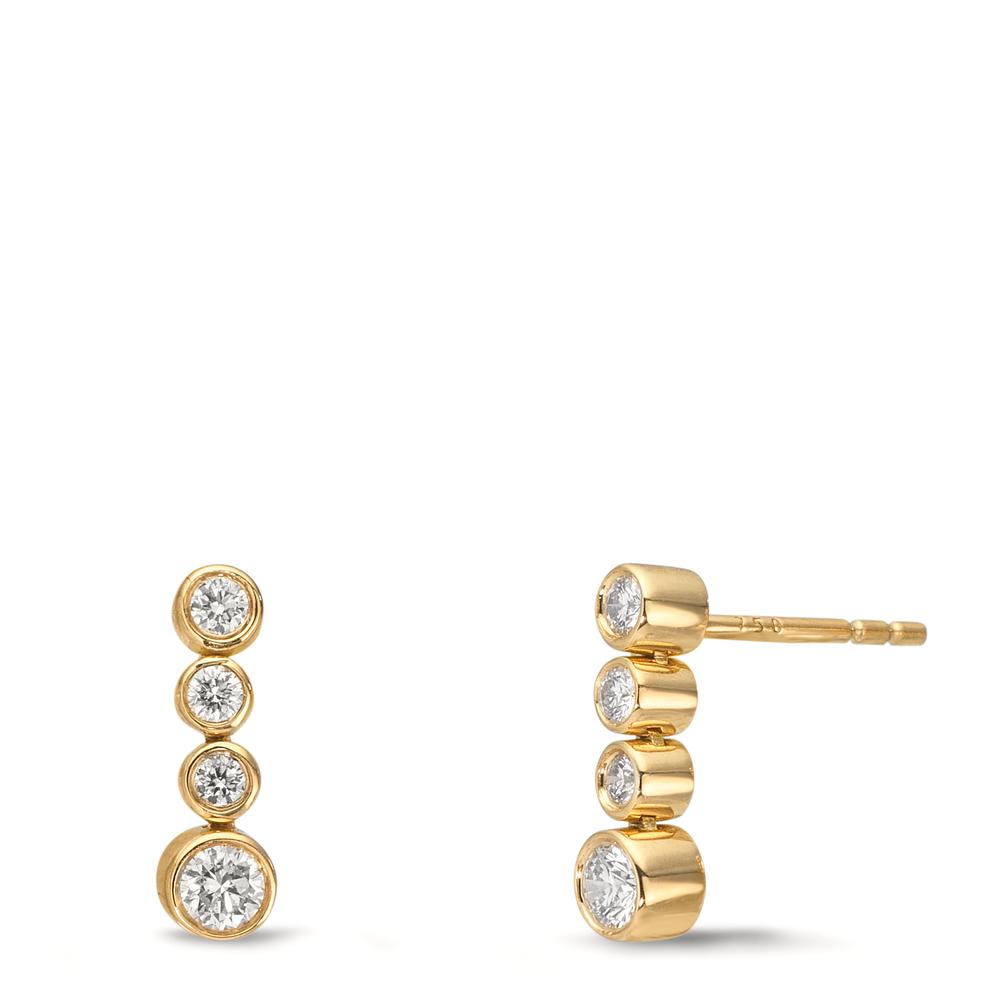 Függő fülbevaló 750/18 K sárga arany Gyémánt 0.27 ct, 8 Kövek, w-si