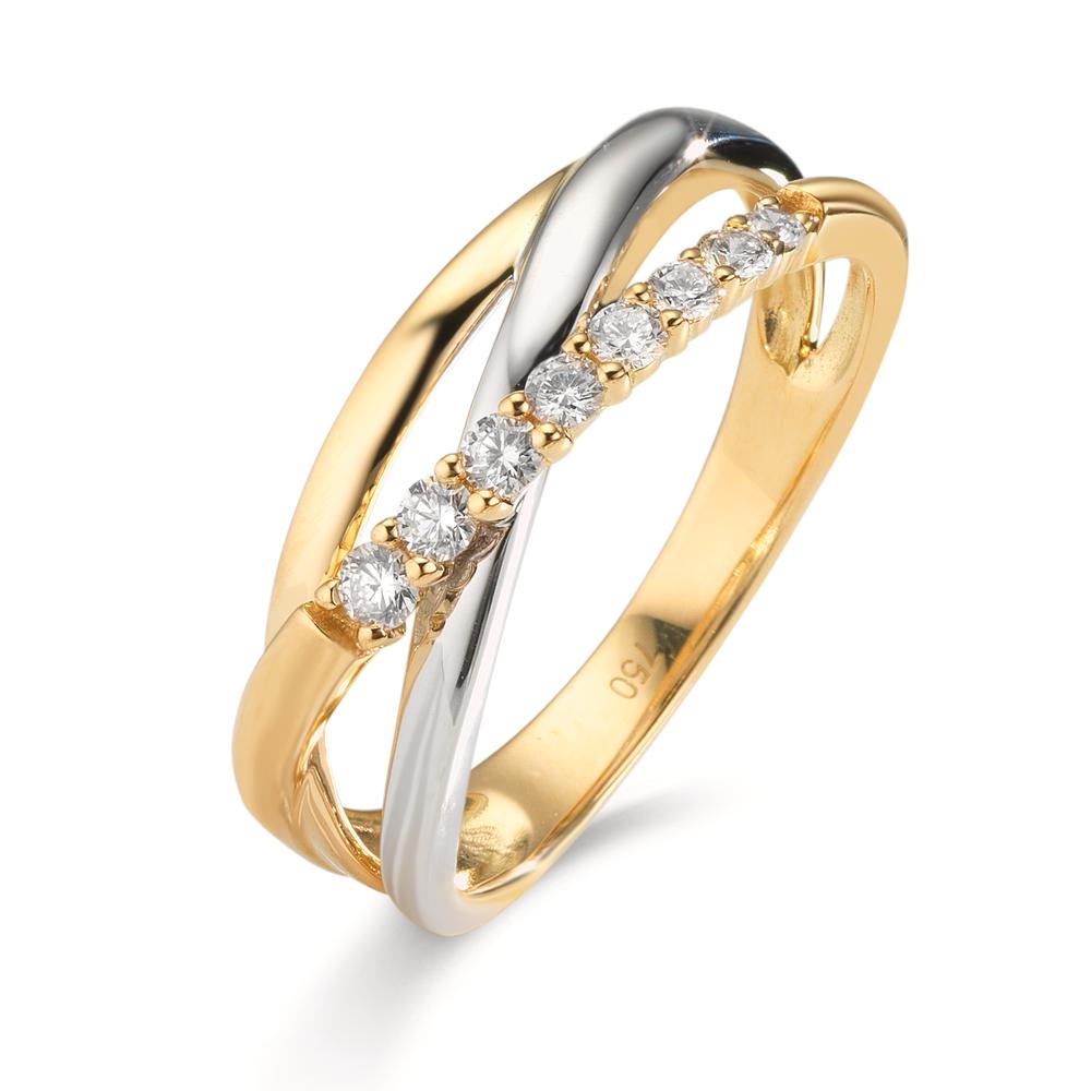 Gyűrű 750/18 K sárga arany, 750/18 K fehér arany Gyémánt 0.19 ct, 8 Kövek, w-si