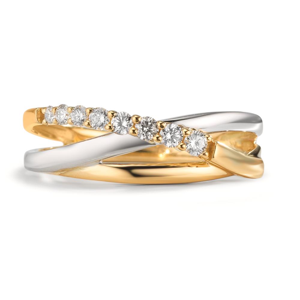 Gyűrű 750/18 K sárga arany, 750/18 K fehér arany Gyémánt 0.19 ct, 8 Kövek, w-si