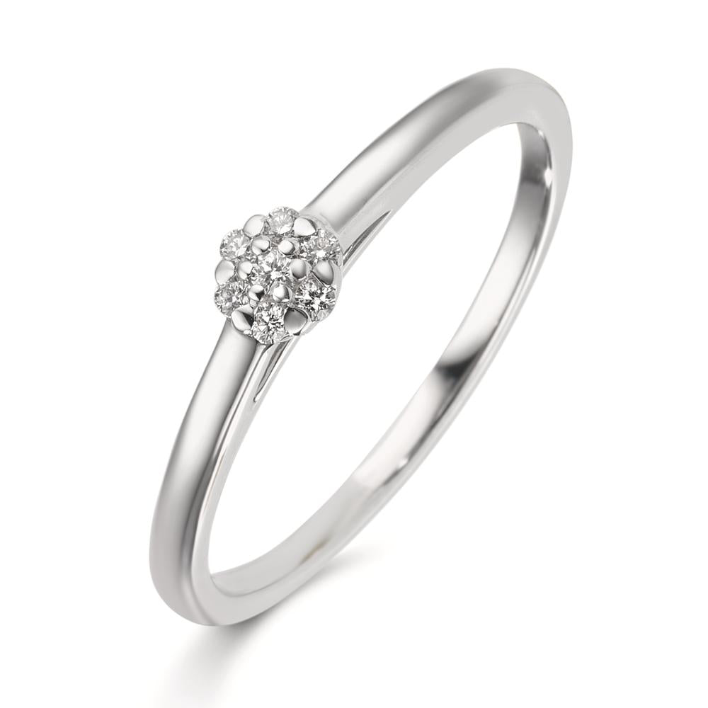 Gyűrű 750/18 K fehér arany Gyémánt 0.06 ct, 7 Kövek, w-si
