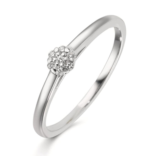 Gyűrű 750/18 K fehér arany Gyémánt 0.06 ct, 7 Kövek, w-si