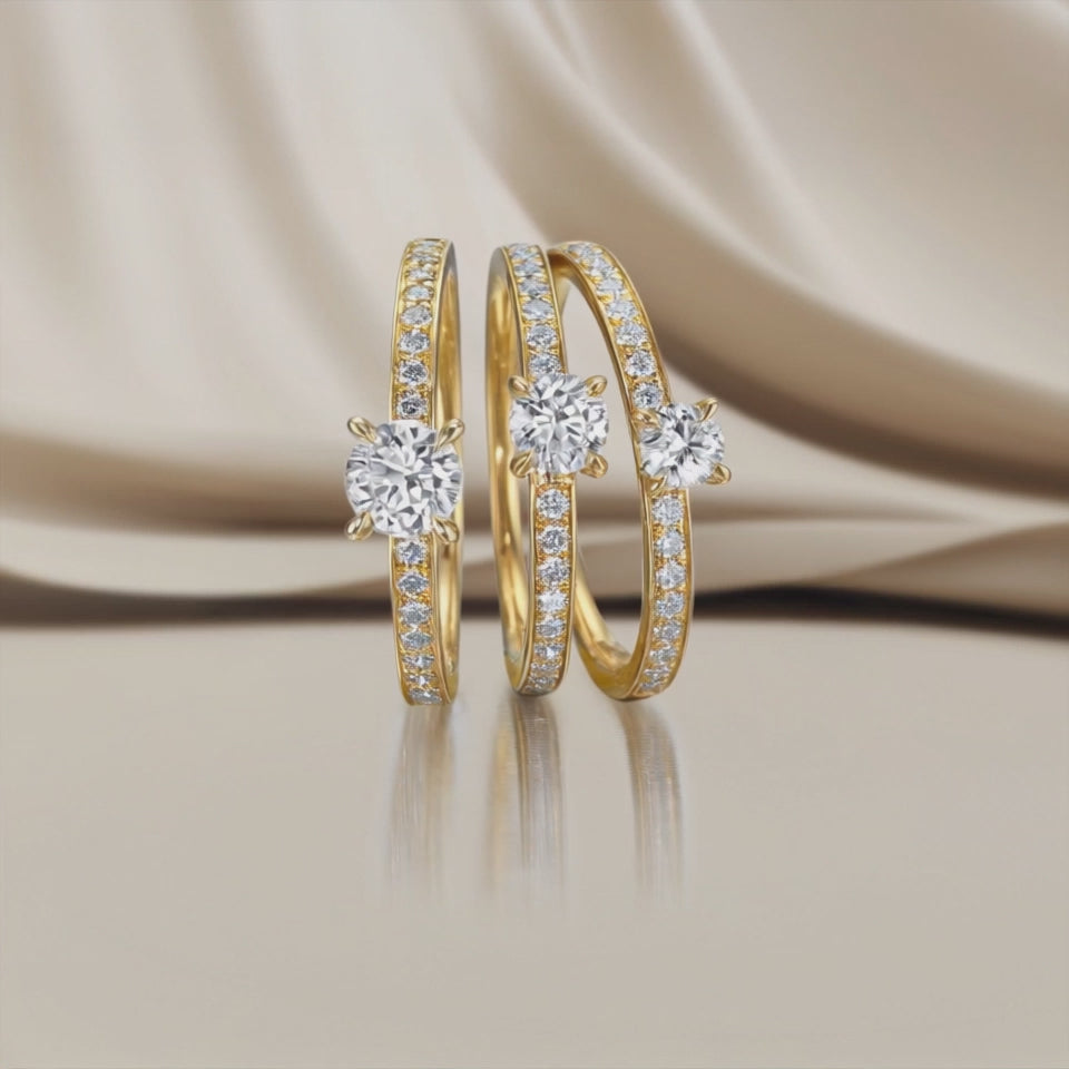 Szoliter gyűrű 750/18 K sárga arany Gyémánt Fehér, 0.30 ct, Briliáns, w-si, Gyémánt Fehér, 0.20 ct, 18 Kövek, Briliáns, w-si