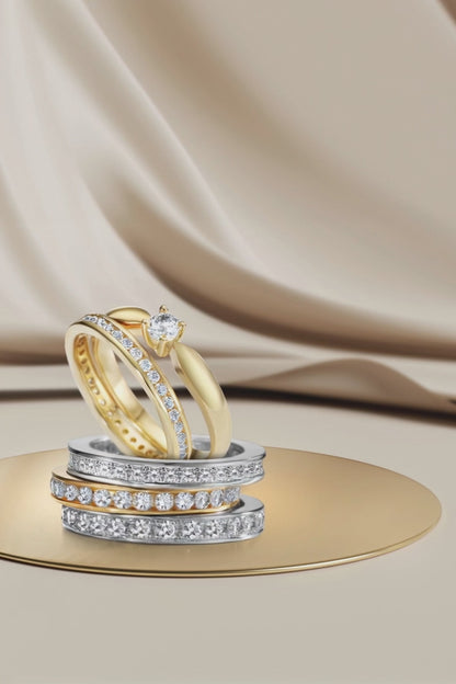 Memória gyűrű 750/18 K sárga arany Gyémánt 0.50 ct, 38 Kövek, w-si