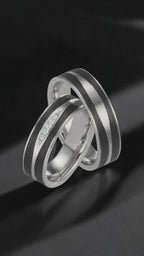 Partnergyűrű 950 platina, Szén Gyémánt 0.034 ct, 5 Kövek, w-si