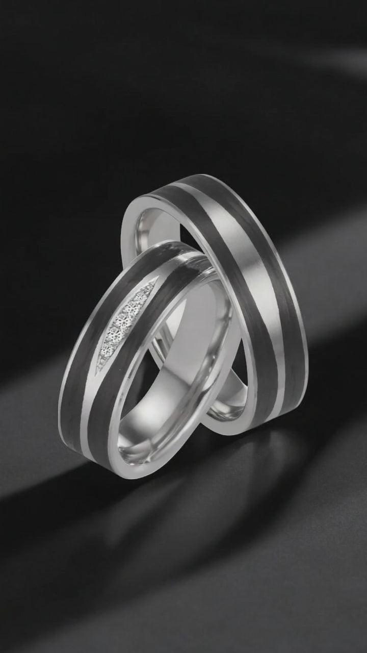 Partnergyűrű 950 platina, Szén